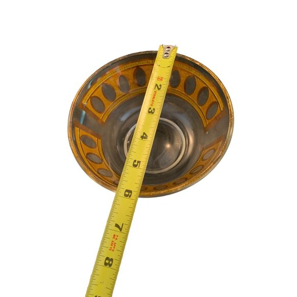 Vintage Set of 2 Signed Culver Antigua Glass Dip Bowls 5” Crackled Gold - Picture 7 of 11